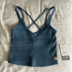 SOLD Vuori Rib Crop Tank Top Women's Size XS Pool BlueRibbed Activewear YogaSOLD
